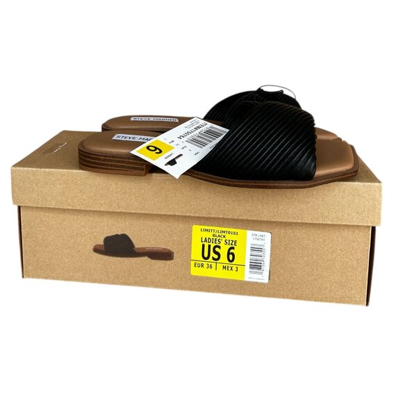 Steve Madden Women's Limitt Leather Slide Sandal Black Size 6 - Picture 1 of 9
